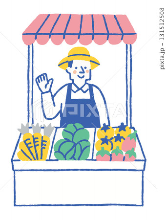 マルシェで野菜を販売する男性_色 マルシェで野菜を販売する男性_色 131512508