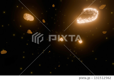 宇宙空間に浮かぶたくさんの岩石 宇宙空間に浮かぶたくさんの岩石 131512562