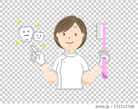 女牙醫指導刷牙的插圖 131512586