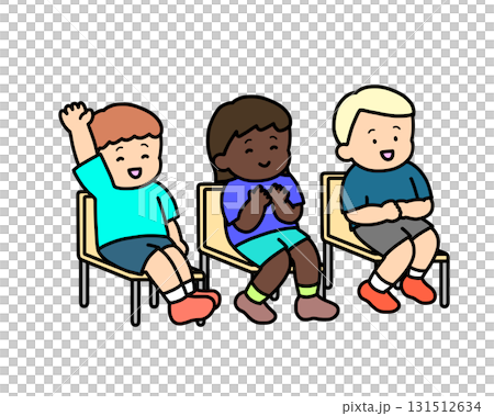 聽課的孩子（無課桌）3人 131512634