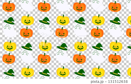 ハロウィンのおばけとかぼちゃのかわいいパターン背景 131512638