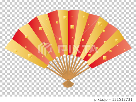 簡單的紅色和金色風扇的向量插圖 131512731