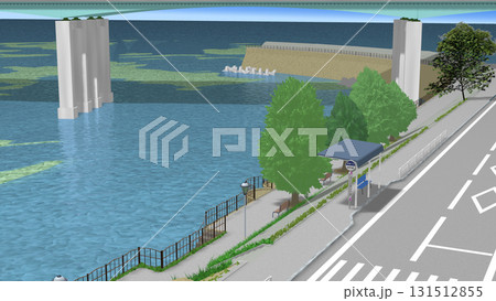 アニメーションの背景に使える『青い海の見える公園』 131512855