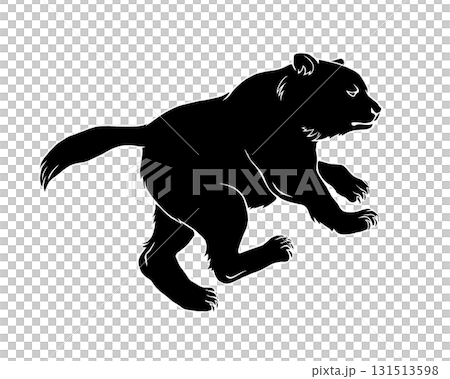 おおぐま座の熊の白黒イラスト（白フチあり） 131513598