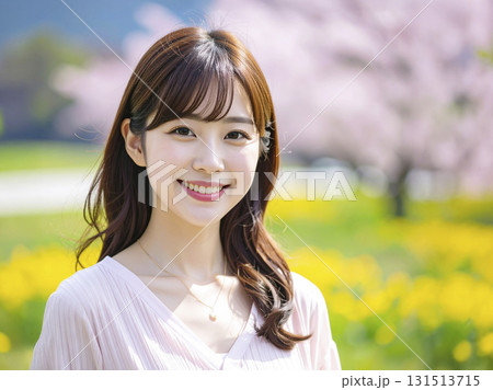 春の公園と若い女性 AI生成画像   春の公園と若い女性 AI生成画像   131513715