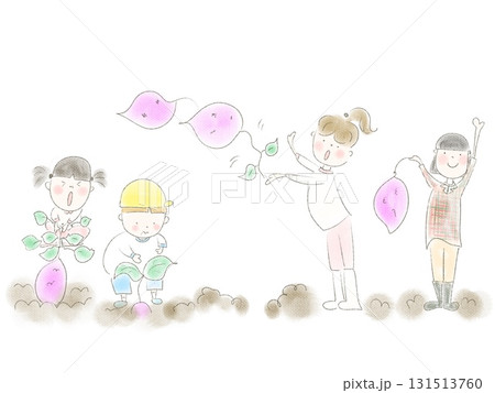 さつまいもほりをする人物のイラスト 131513760