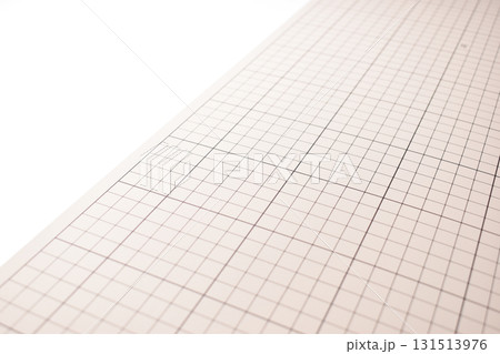 gray cutting mat board on white background with line and scale measure guide pattern for art design 131513976
