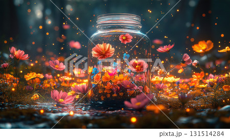 瓶に入った美しい花 131514284