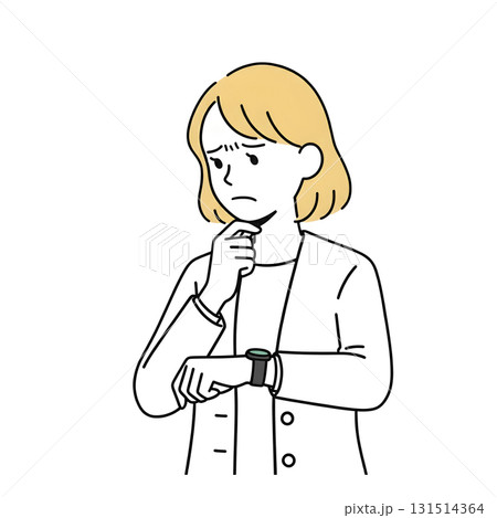 腕時計を睨む女性のイラスト 131514364