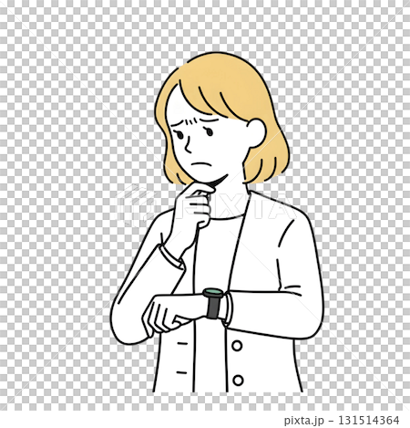 腕時計を睨む女性のイラスト 131514364
