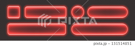 Glossy neon buttons, transparent banners made from glass. 131514851