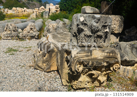 Ancient architectural detail in ancient city of Myra Ancient architectural detail in ancient city of Myra 131514909
