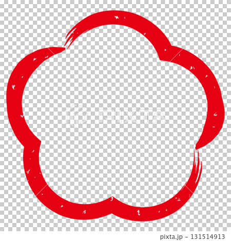 Japanese-style plum-shaped frame illustration in red 131514913