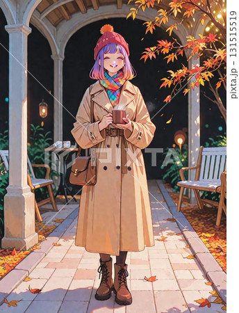 イルミネーションを見つめる女の子 131515519