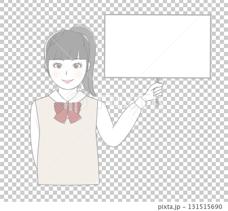 Female student holding a board 131515690