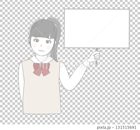 Female student holding a board 131515691
