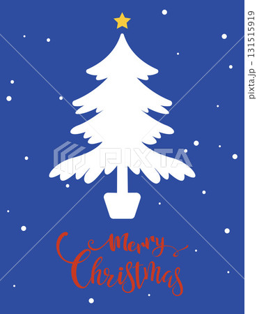 Christmas tree with snowflakes on blue background, Merry Christmas text Happy, X'mas new year greeting gift template. Vector design illustration. Christmas tree with snowflakes on blue background, Merry Christmas text Happy, X'mas new year greeting gift template. Vector design illustration. 131515919