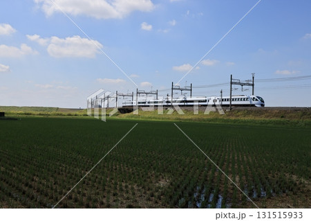 東武日光線を走る特急スペーシアXの電車 東武日光線を走る特急スペーシアXの電車 131515933