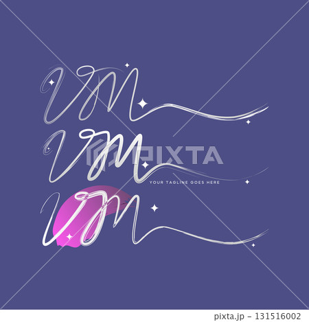 Logo design graphic concept creative premium vector stock image top sell initial VM handwritten typography stylist artistic feminine unique branding 131516002