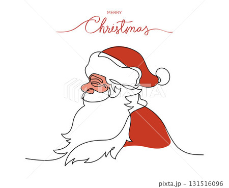 Continuous line drawing side view santa claus and greeting merry christmas, Concept of Christmas. Holiday, New year. Vector design illustration on white background. Continuous line drawing side view santa claus and greeting merry christmas, Concept of Christmas. Holiday, New year. Vector design illustration on white background. 131516096