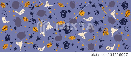 ハロウィンの可愛いシームレスパターン、ハロウィンデコレーションパターン 131516097