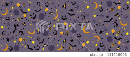 ハロウィンの可愛いシームレスパターン、ハロウィンデコレーションパターン 131516098