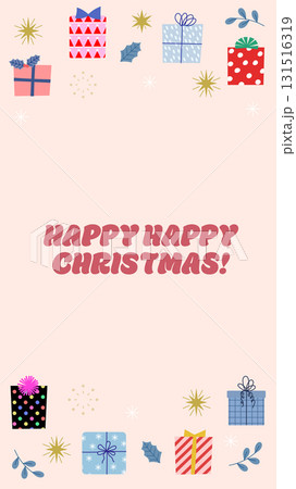 手描きのかわいいクリスマスプレゼントのイラスト背景素材　9:16 131516319