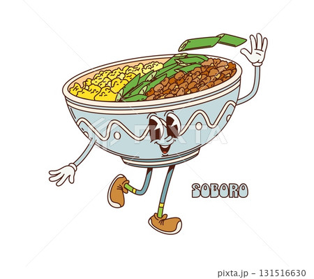 Cartoon retro groovy soboro don donburi character 131516630