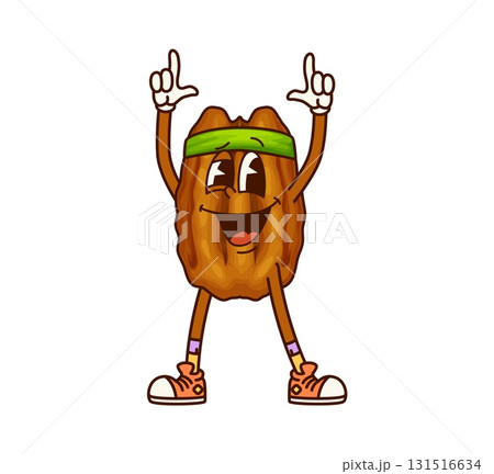 Cartoon groovy walnut seed character, funny face Cartoon groovy walnut seed character, funny face 131516634