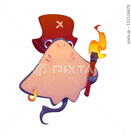 Cartoon stingray animal pirate corsair character Cartoon stingray animal pirate corsair character 131516678