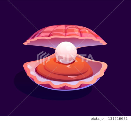 Cartoon pearl shell, underwater oyster conch 131516681