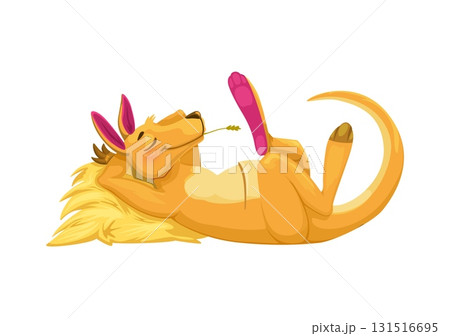Cartoon lying on hay kangaroo animal character Cartoon lying on hay kangaroo animal character 131516695