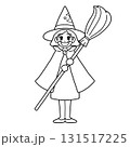ハロウィン用/祝祭感あふれる華やかな魔女衣装を着た魔法使いの女の子(魔女の仮装)【線画のみ】 ハロウィン用/祝祭感あふれる華やかな魔女衣装を着た魔法使いの女の子(魔女の仮装)【線画のみ】 131517225