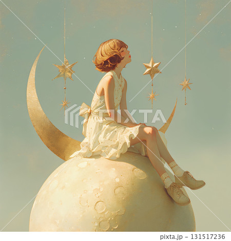 星と月と女の子 131517236
