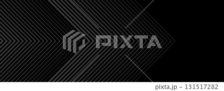 Dark line arrow background. Linear triangle repeated pattern. Thin to thick gradation stripe backdrop for poster, cover, banner. Vector masculine sporty design. Striped halftone gradient wallpaper.  131517282