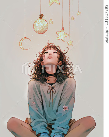 イルミネーションを見上げる女性 131517295