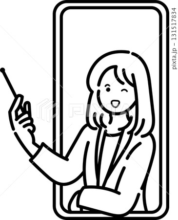 スマートフォンのAIファイナンシャルアドバイザーのイラスト 線画のみ スマートフォンのAIファイナンシャルアドバイザーのイラスト 線画のみ 131517834