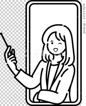 スマートフォンのAIファイナンシャルアドバイザーのイラスト 線画のみ スマートフォンのAIファイナンシャルアドバイザーのイラスト 線画のみ 131517834