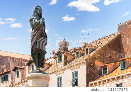 Dubrovnik, Croatia, August 16, 2024. Marin Drzic statue standing in Dubrovnik Old Town 131517878