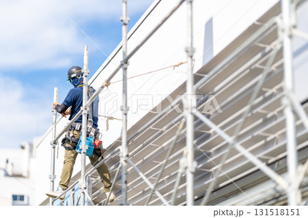 建設現場　くさび足場　ビケ　作業員 131518151