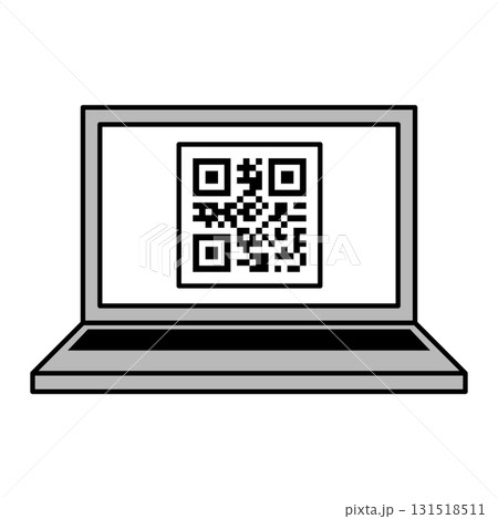 QRコードが表示されたノートパソコン QRコードが表示されたノートパソコン 131518511