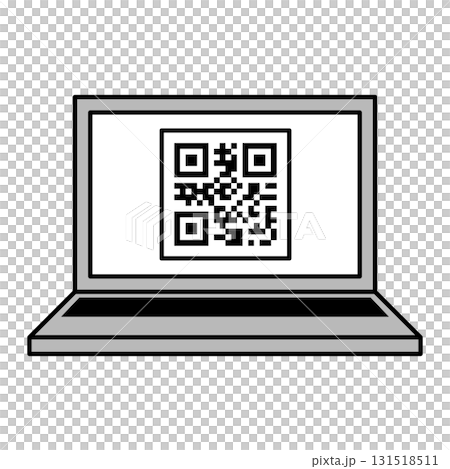 QRコードが表示されたノートパソコン QRコードが表示されたノートパソコン 131518511