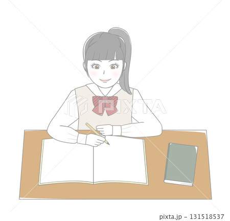 勉強する女子生徒 勉強する女子生徒 131518537