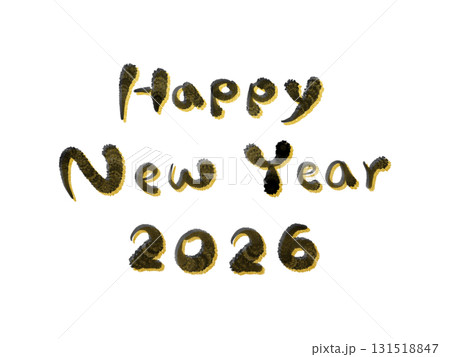 HAPPY NEW YEAR  2026：年賀状素材・筆文字・黒とゴールド 131518847
