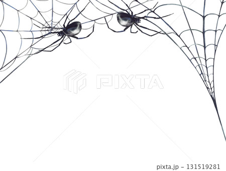Watercolor Spiders on cobweb rectangular frame. Hand painted realistic shades of black and grey net Scary banner template. illustration isolated from background. Perfect for Halloween, biology card. Watercolor Spiders on cobweb rectangular frame. Hand painted realistic shades of black and grey net Scary banner template. illustration isolated from background. Perfect for Halloween, biology card. 131519281