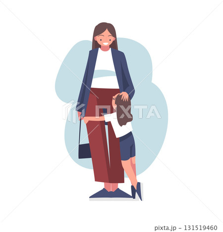 Woman Parent with Daughter Have Close Relationship Spend Time Together Vector Illustration 131519460
