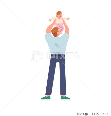 Man Parent with Toddler Child Have Close Relationship Spend Time Together Vector Illustration 131519487
