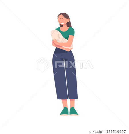 Woman Parent with Baby Child in Arms Have Close Relationship Spend Time Together Vector Illustration Woman Parent with Baby Child in Arms Have Close Relationship Spend Time Together Vector Illustration 131519497