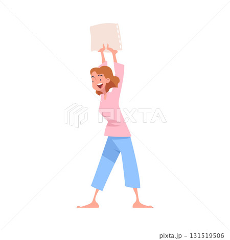 Pajama Party with Woman Character Pillow Fight Vector Illustration 131519506