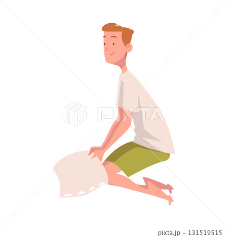 Pajama Party with Man Character Pillow Fight Vector Illustration Pajama Party with Man Character Pillow Fight Vector Illustration 131519515